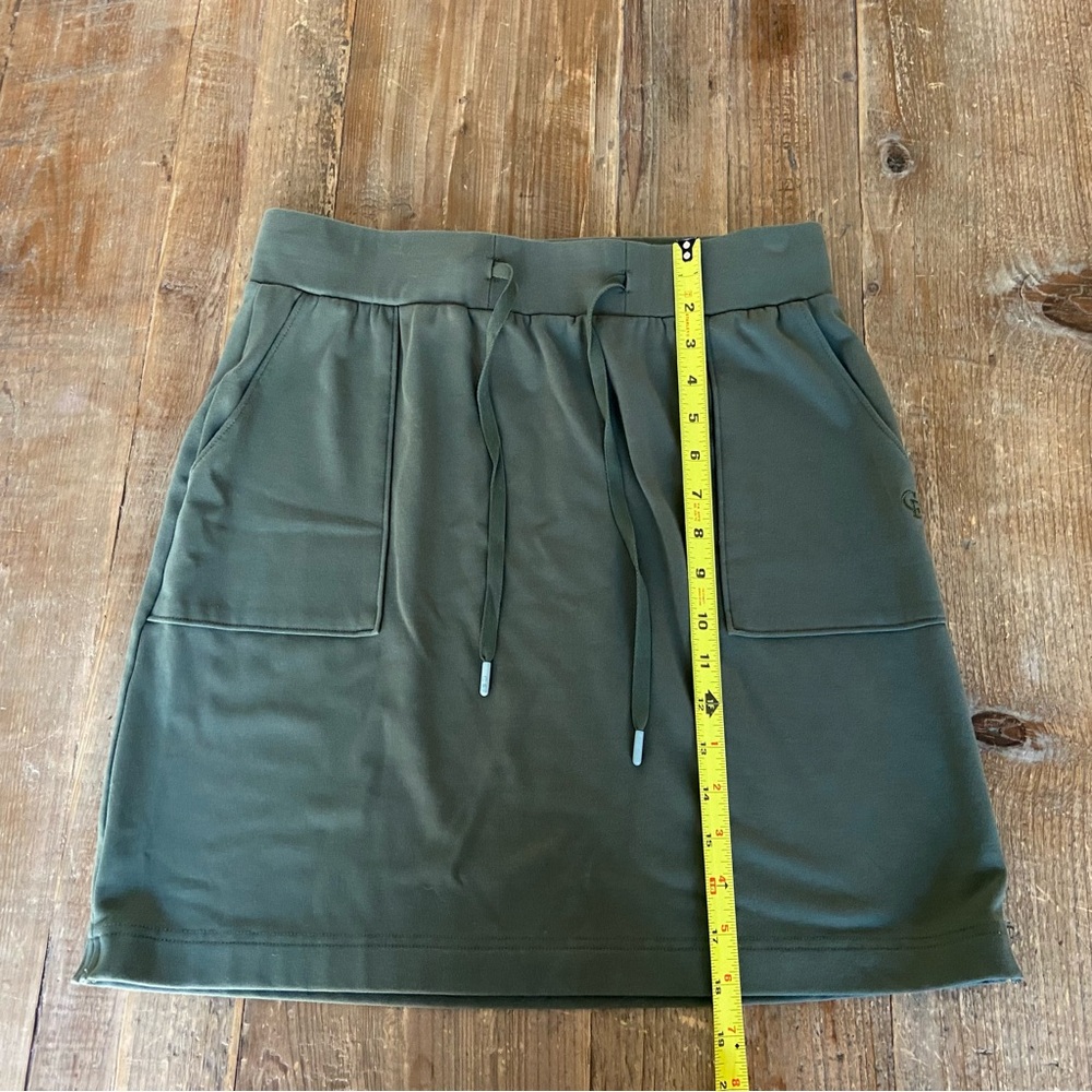 COZY EARTH Mini Skirt Brushed Bamboo Patch Pocket Skirt Olive Green Medium - Picture 5 of 8